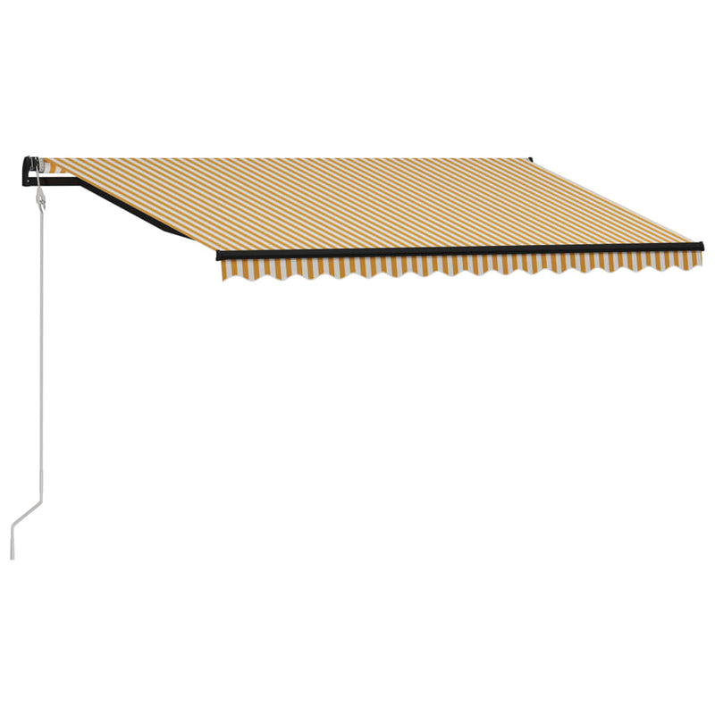 Load image into Gallery viewer, VidaXL Luifel uittrekbaar met windsensor en LED 400x300 cm geel en wit