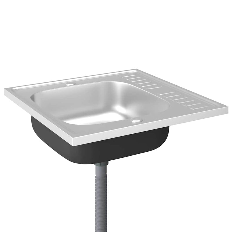 Load image into Gallery viewer, Vidaxl gootsteen met afvoerset 600x600x155 mm roestvrij staal zilver
