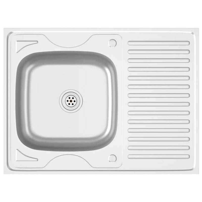 Load image into Gallery viewer, Vidaxl gootsteen met afvoerset 800x600x155 mm roestvrij staal zilver
