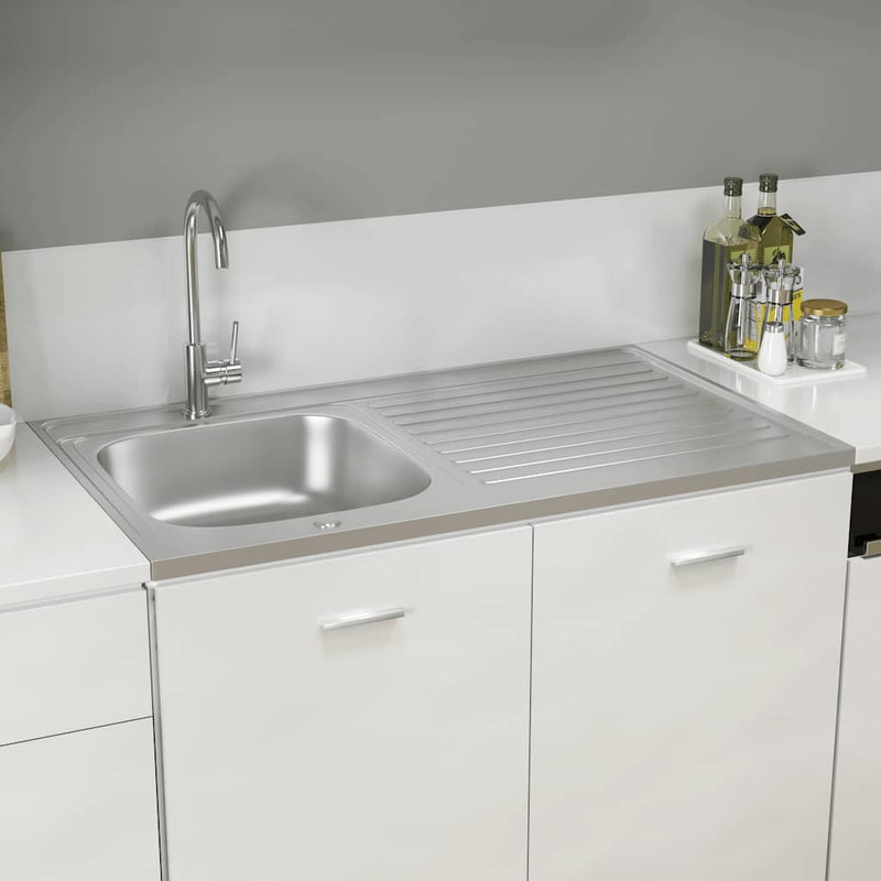 Load image into Gallery viewer, Vidaxl gootsteen met afvoerset 1000x600x155 mm roestvrij staal zilver
