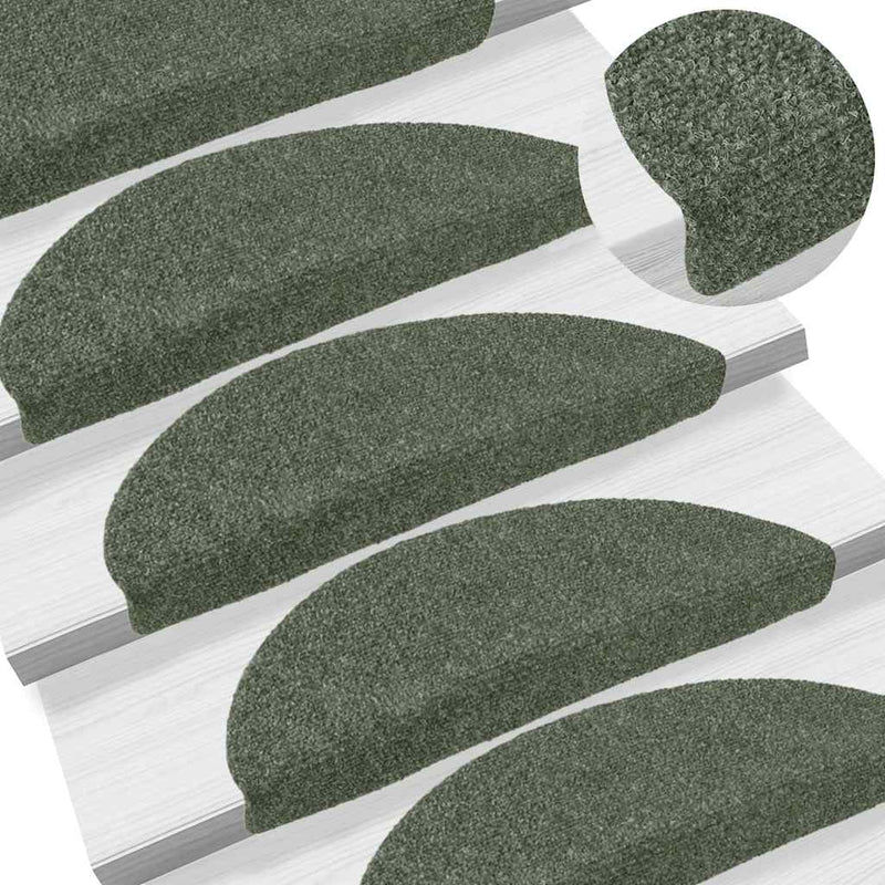 Load image into Gallery viewer, Vidaxl trapmatten zelfklevend 15 stuks 56x17x3 cm groen halfrond
