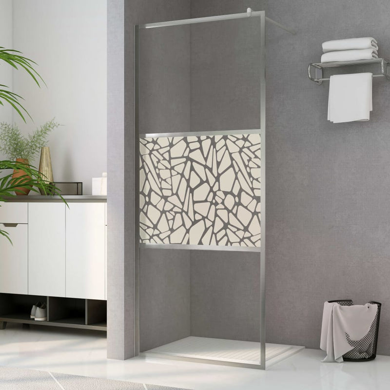 Load image into Gallery viewer, VidaXL Inloopdouchewand met stenenmotief 140x195 cm ESG-glas