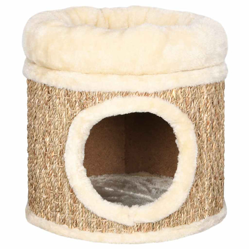 Load image into Gallery viewer, Vidaxl kattenhuis met luxe kussen 33 cm zeegras