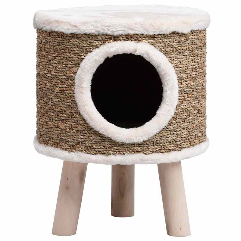 Load image into Gallery viewer, Vidaxl kattenhuis met houten poten 41 cm zeegras