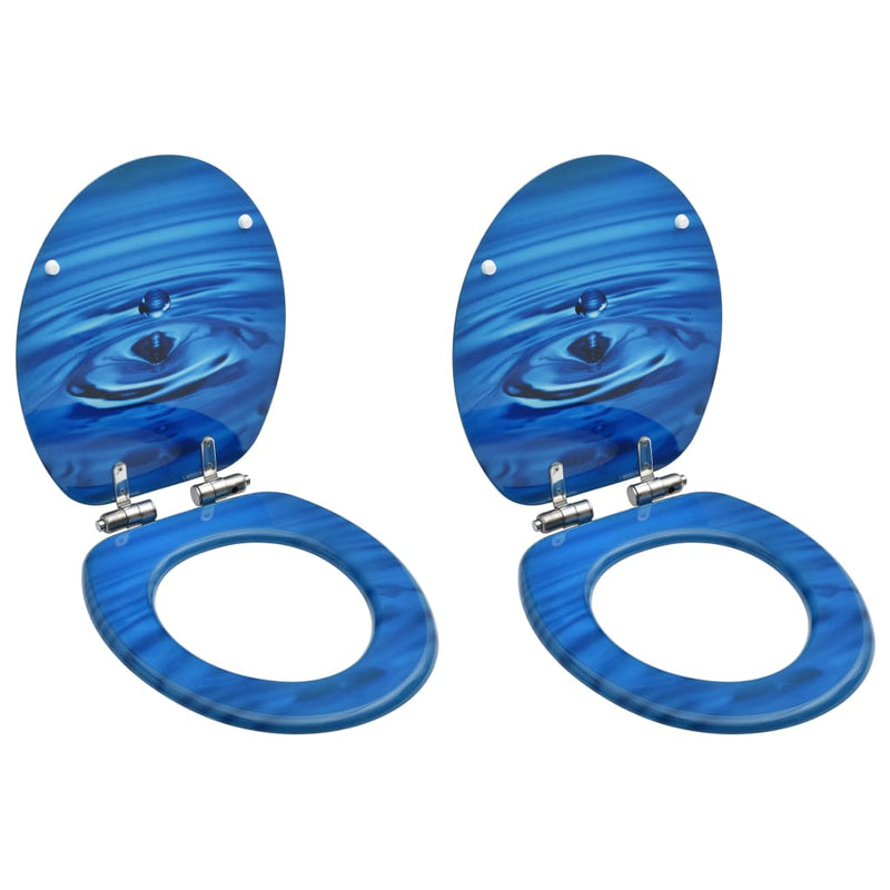 Load image into Gallery viewer, Vidaxl toiletbrillen met soft-close deksel 2 st waterdruppel mdf blauw