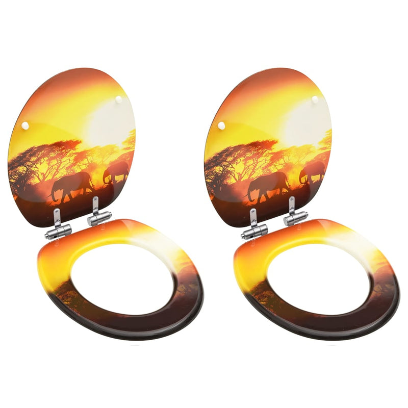 Load image into Gallery viewer, VidaXL Toiletbrillen met soft-close deksel 2 st savanne MDF