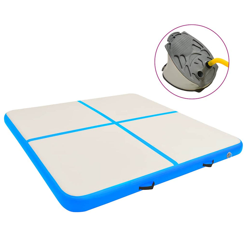 Load image into Gallery viewer, Vidaxl gymnastiekmat met pomp opblaasbaar 200x200x20 cm pvc blauw