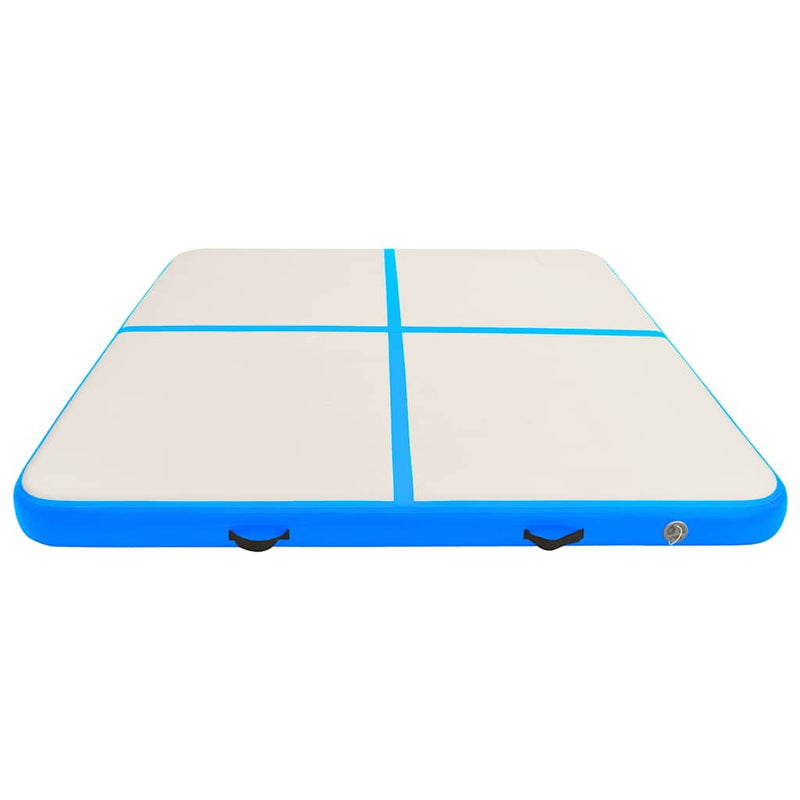 Chargez l'image dans la visionneuse de la galerie, Vidaxl gymnastiekmat met pomp opblaasbaar 200x200x20 cm pvc blauw