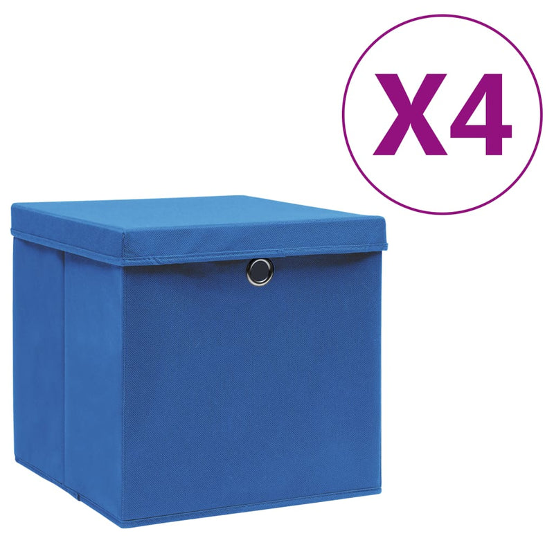 Load image into Gallery viewer, Vidaxl opbergboxen met deksel 4 st 28x28x28 cm blauw
