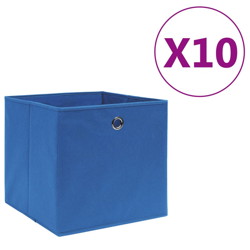Load image into Gallery viewer, Vidaxl opbergboxen 10 st 28x28x28 cm nonwoven stof blauw