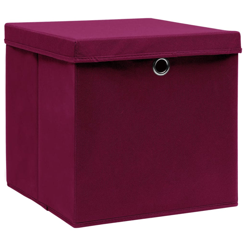 Load image into Gallery viewer, Vidaxl opbergboxen met deksel 4 st 28x28x28 cm donkerrood