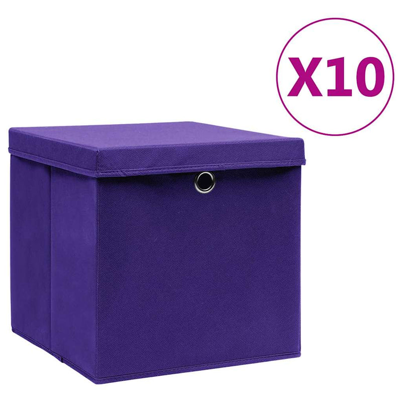 Laden Sie das Bild in Galerie -Viewer, Vidaxl opbergboxen met deksel 10 st 28x28x28 cm paars
