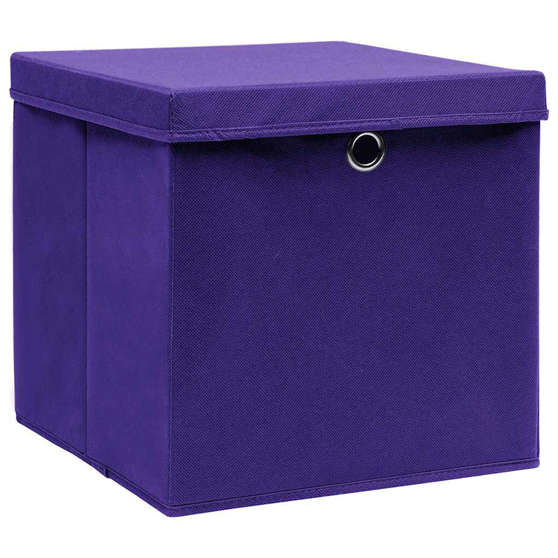 Laden Sie das Bild in Galerie -Viewer, Vidaxl opbergboxen met deksel 10 st 28x28x28 cm paars
