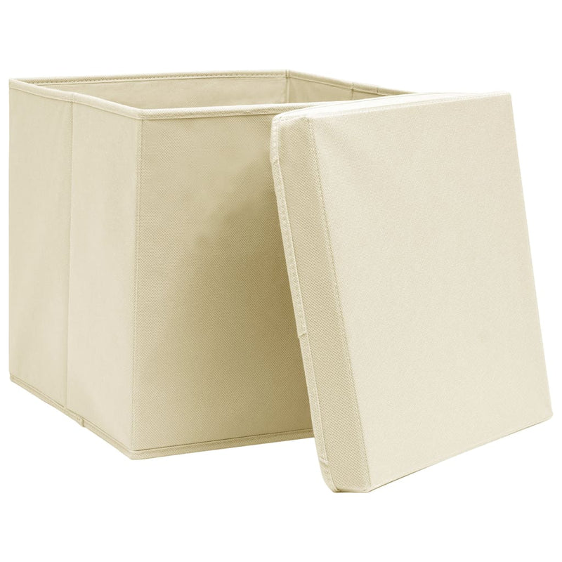 Load image into Gallery viewer, Vidaxl opbergboxen met deksel 10 st 28x28x28 cm crèmekleurig