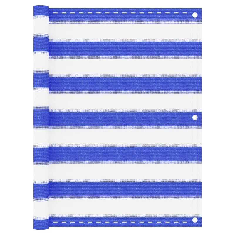 Load image into Gallery viewer, Vidaxl balkonscherm 75x300 cm hdpe blauw en wit