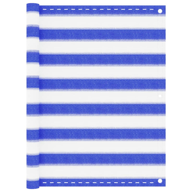 Load image into Gallery viewer, Vidaxl balkonscherm 90x600 cm hdpe blauw en wit