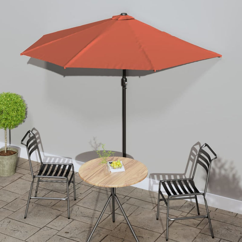 Load image into Gallery viewer, Vidaxl balkonparasol half met aluminium paal 270x144x222 cm terracotta