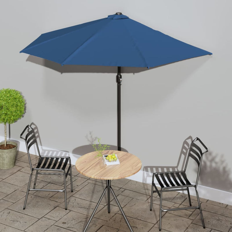 Load image into Gallery viewer, Vidaxl balkonparasol half met aluminium paal 270x144x222 cm blauw