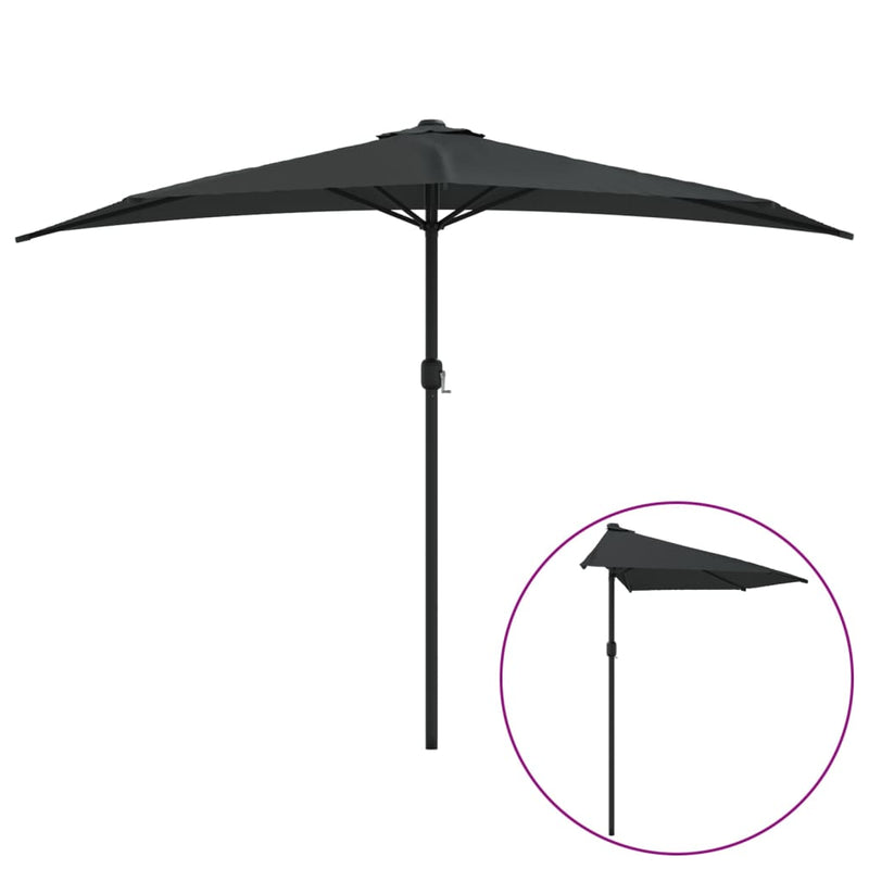 Load image into Gallery viewer, Vidaxl balkonparasol half met aluminium paal 300x155x223 cm zwart