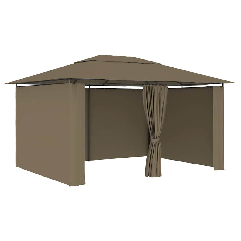 Load image into Gallery viewer, Vidaxl tuinpaviljoen met gordijnen 180 g m² 4x3 m taupe