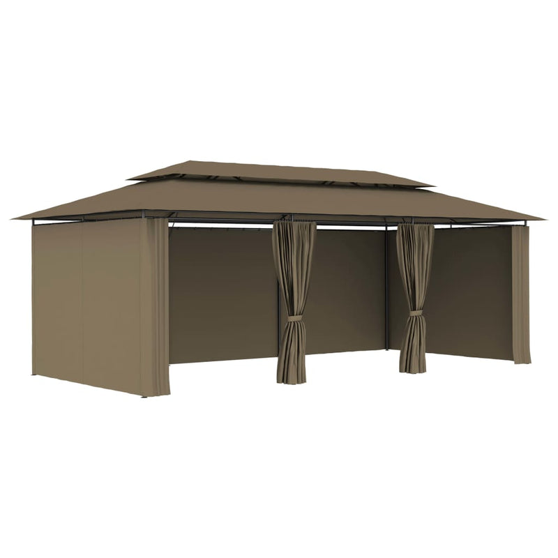 Load image into Gallery viewer, VidaXL Prieel met gordijnen 180 g m² 600x298x270 cm taupe
