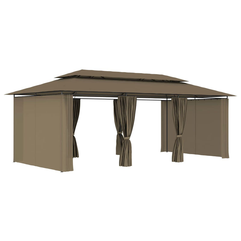 Load image into Gallery viewer, VidaXL Prieel met gordijnen 180 g m² 600x298x270 cm taupe