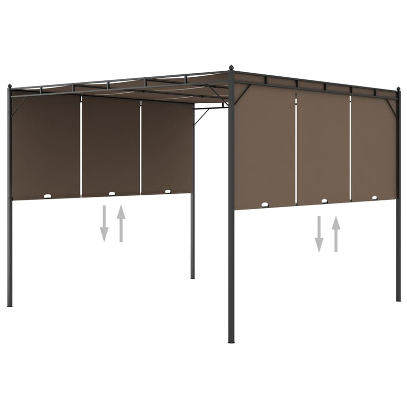 Load image into Gallery viewer, VidaXL Tuinprieel met zijgordijn 3x3x2,25 m taupe