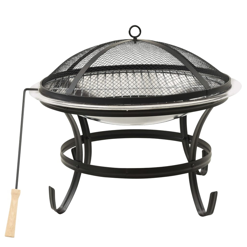Load image into Gallery viewer, VidaXL Vuurplaats en barbecue 2-in-1 met pook 56x56x49 cm rvs