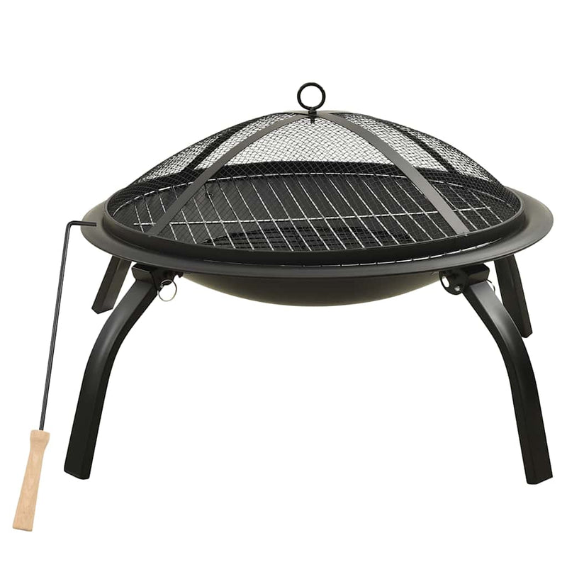 Load image into Gallery viewer, Vidaxl vuurschaal en barbecue 2-in-1 met pook 56x56x49 cm staal