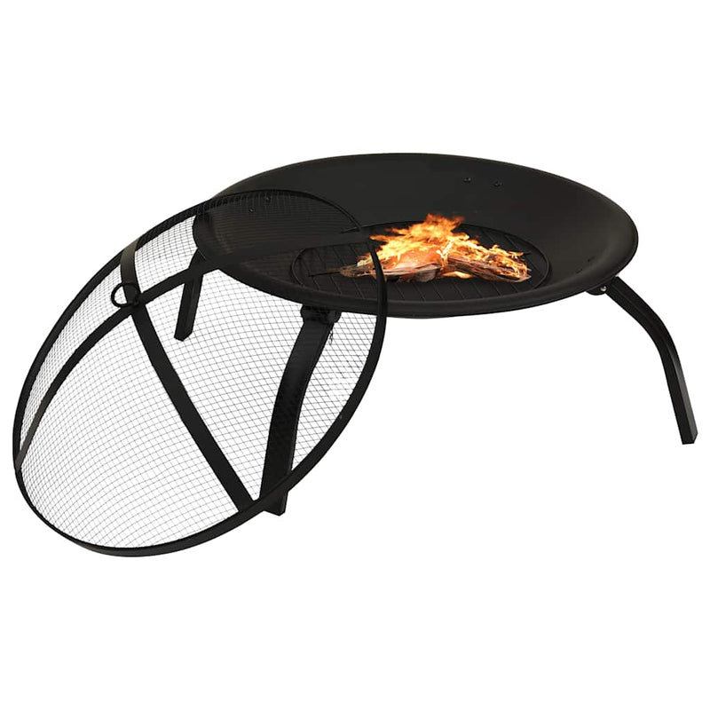 Load image into Gallery viewer, Vidaxl vuurschaal en barbecue 2-in-1 met pook 56x56x49 cm staal