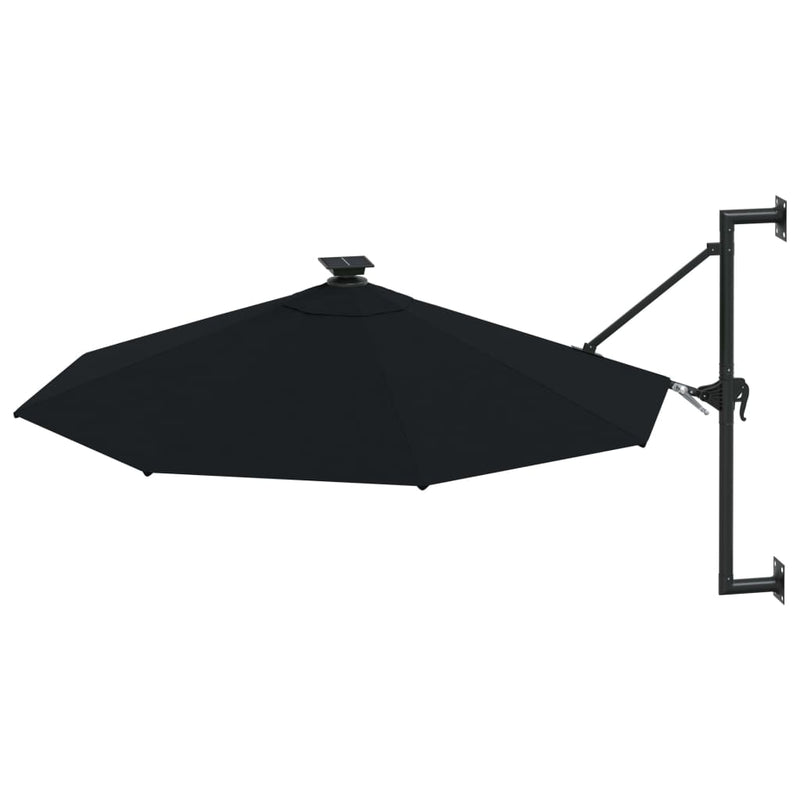 Cargue la imagen en el visor de la galería, Vidaxl wandparasol met led's 300 cm zwart