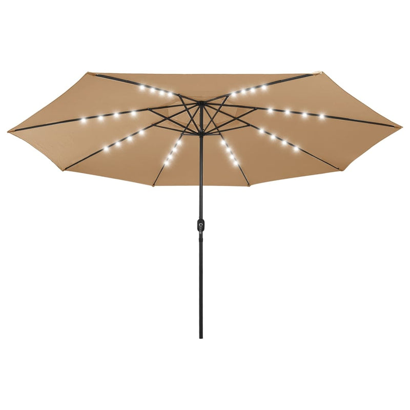 Load image into Gallery viewer, VidaXL Parasol met LED-verlichting en metalen paal 400 cm taupe