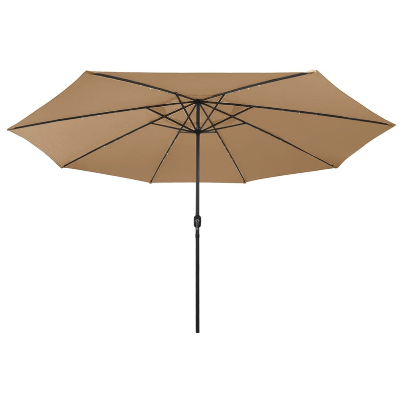 Load image into Gallery viewer, VidaXL Parasol met LED-verlichting en metalen paal 400 cm taupe