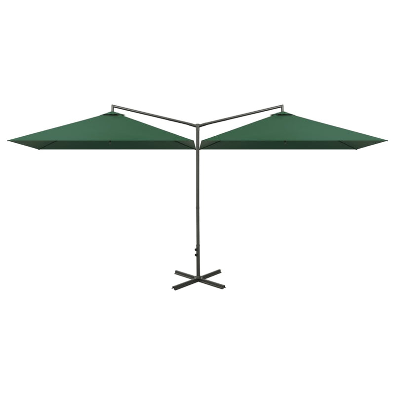 Laden Sie das Bild in Galerie -Viewer, Vidaxl parasol dubbel met stalen paal 600x300 cm groen