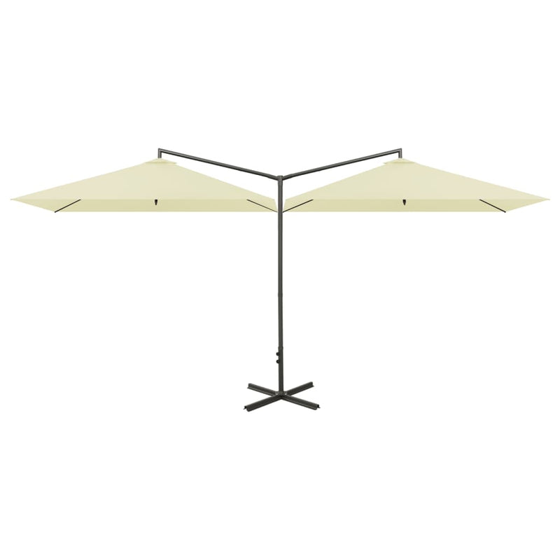 Chargez l'image dans la visionneuse de la galerie, Vidaxl parasol dubbel met stalen paal 600x300 cm zandkleurig