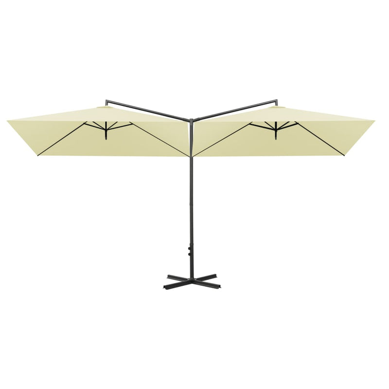 Chargez l'image dans la visionneuse de la galerie, Vidaxl parasol dubbel met stalen paal 600x300 cm zandkleurig