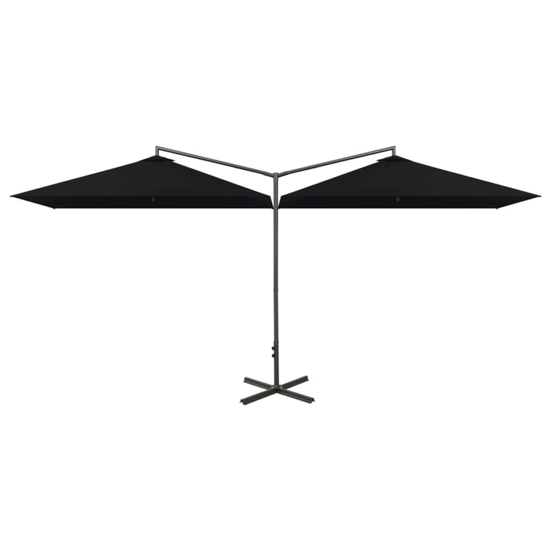 Afbeelding laden in galerijviewer, Vidaxl parasol dubbel met stalen paal 600x300 cm zwart