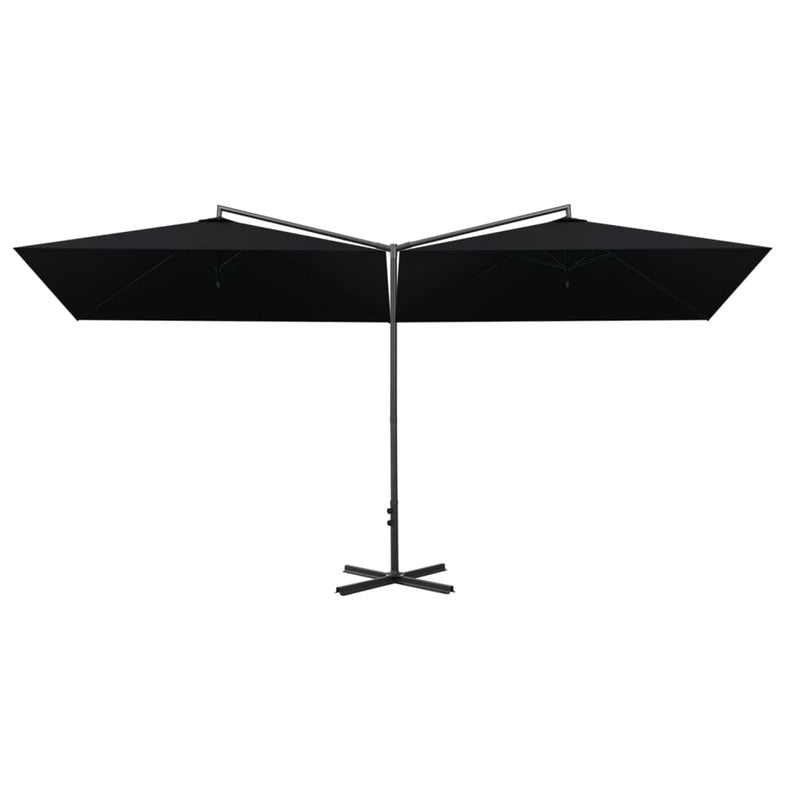 Afbeelding laden in galerijviewer, Vidaxl parasol dubbel met stalen paal 600x300 cm zwart