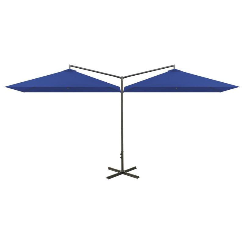Laden Sie das Bild in Galerie -Viewer, Vidaxl parasol dubbel met stalen paal 600x300 cm azuurblauw