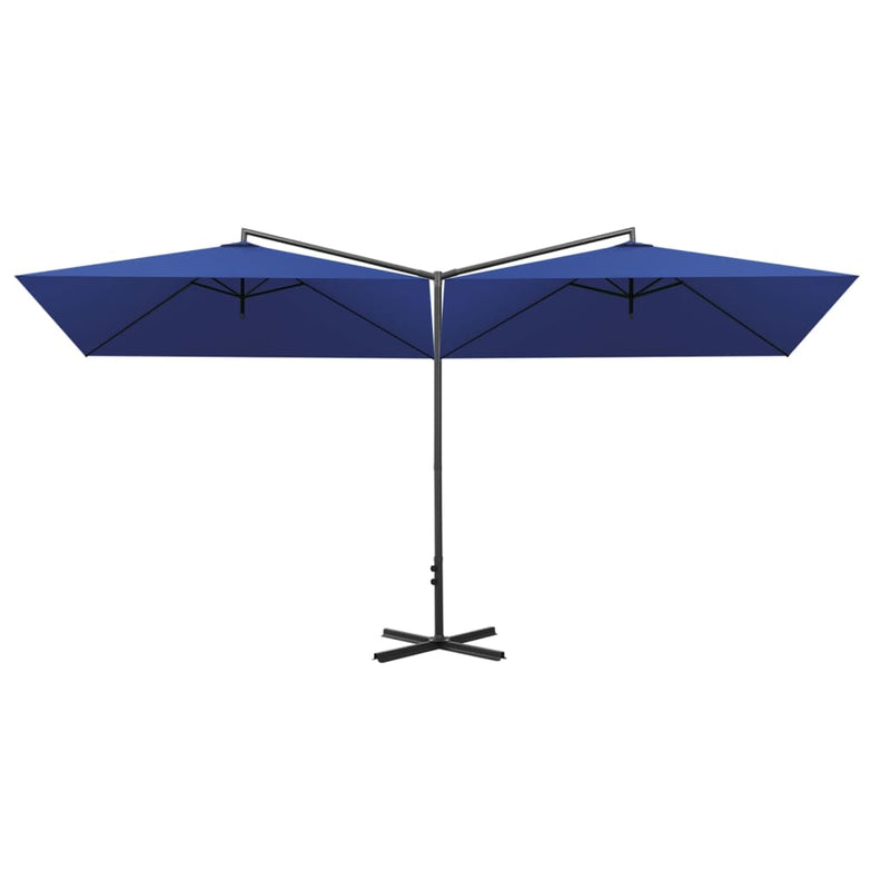 Laden Sie das Bild in Galerie -Viewer, Vidaxl parasol dubbel met stalen paal 600x300 cm azuurblauw