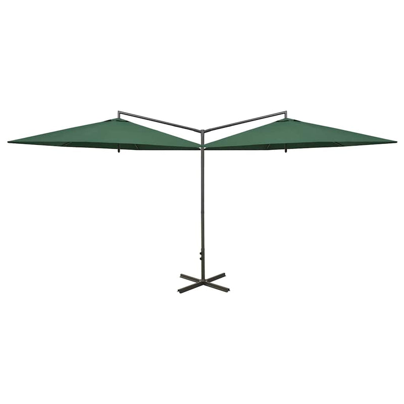 Chargez l'image dans la visionneuse de la galerie, Vidaxl parasol dubbel met stalen paal 600 cm groen