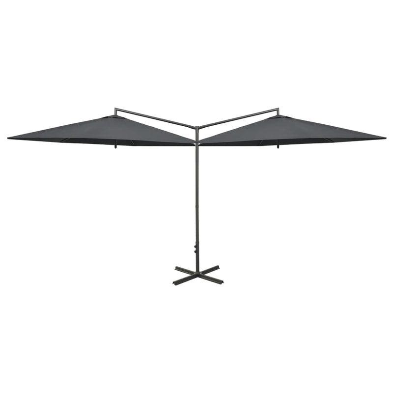 Afbeelding laden in galerijviewer, Vidaxl parasol dubbel met stalen paal 600 cm antracietkleurig