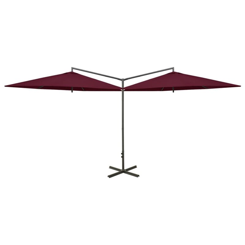 Chargez l'image dans la visionneuse de la galerie, Vidaxl parasol dubbel met stalen paal 600 cm bordeauxrood