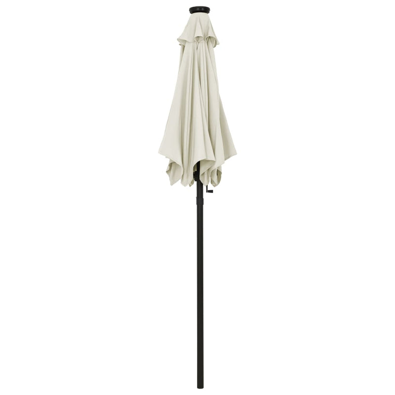 Afbeelding laden in galerijviewer, Vidaxl parasol met led-verlichting 200x211 cm aluminium zandkleurig