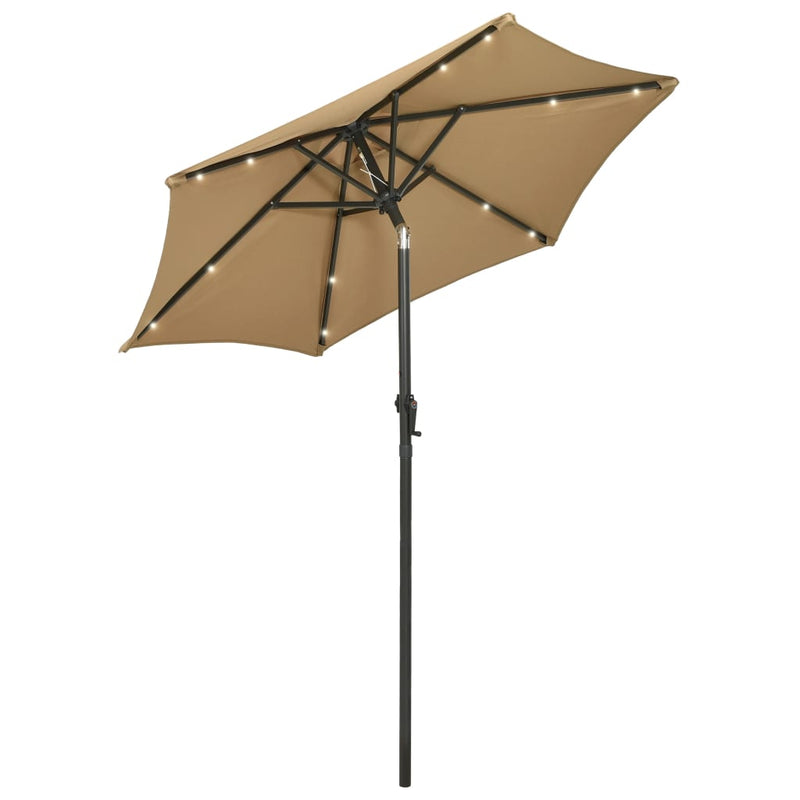 Chargez l'image dans la visionneuse de la galerie, Vidaxl parasol met led-verlichting 200x211 cm aluminium taupe
