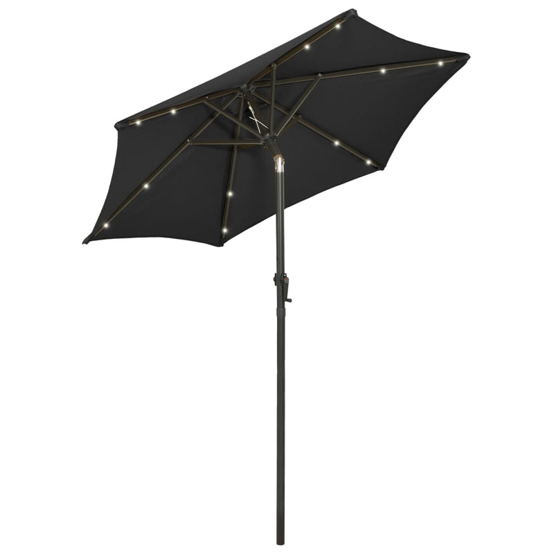 Chargez l'image dans la visionneuse de la galerie, Vidaxl parasol met led-verlichting 200x211 cm aluminium zwart