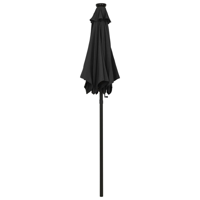 Chargez l'image dans la visionneuse de la galerie, Vidaxl parasol met led-verlichting 200x211 cm aluminium zwart