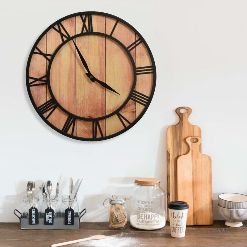 Load image into Gallery viewer, Vidaxl wandklok 39 cm mdf en ijzer bruin en zwart