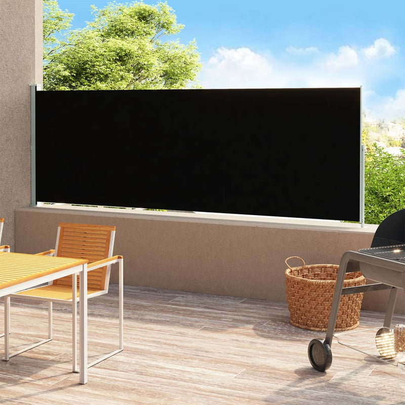 Afbeelding laden in galerijviewer, Vidaxl tuinscherm uittrekbaar 220x500 cm zwart