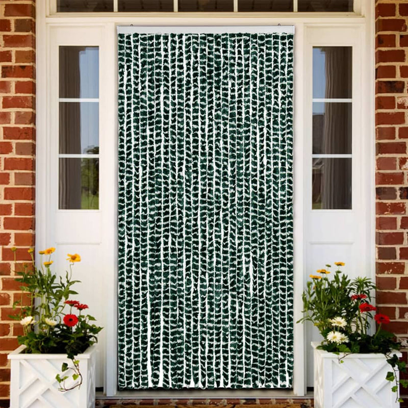 Load image into Gallery viewer, Vidaxl vliegengordijn 100x220 cm chenille groen en wit
